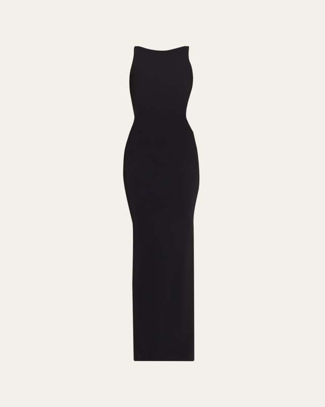 Eman Sleeveless Draped Column Gown